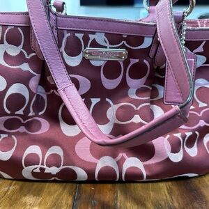 Coach Pink Shoulder Bag with Signature Monogram